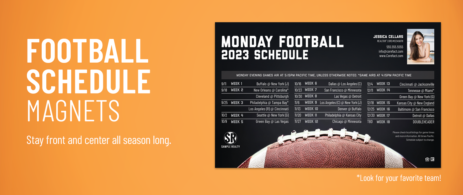 Corefact Football Sports Schedule Postcard Mailer Corefact